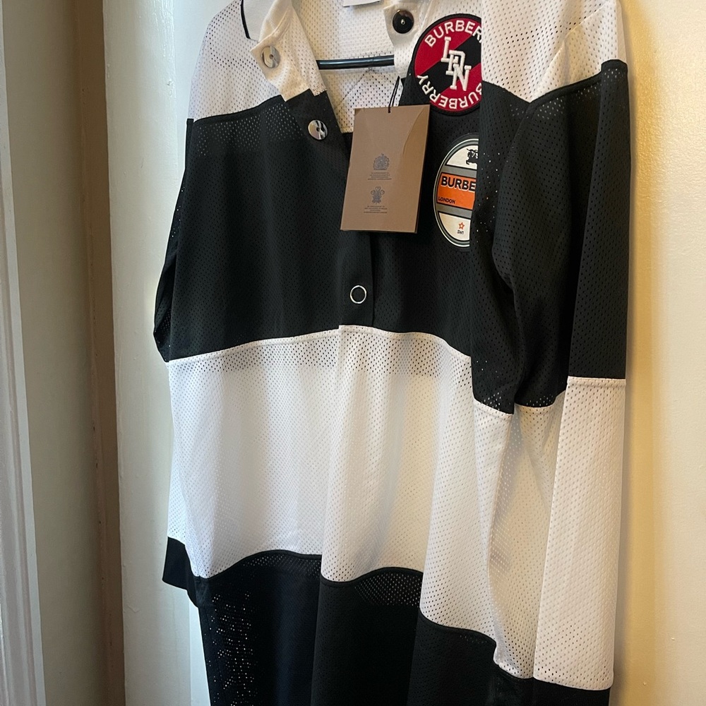 Burberry Striped Logo Mesh Dress